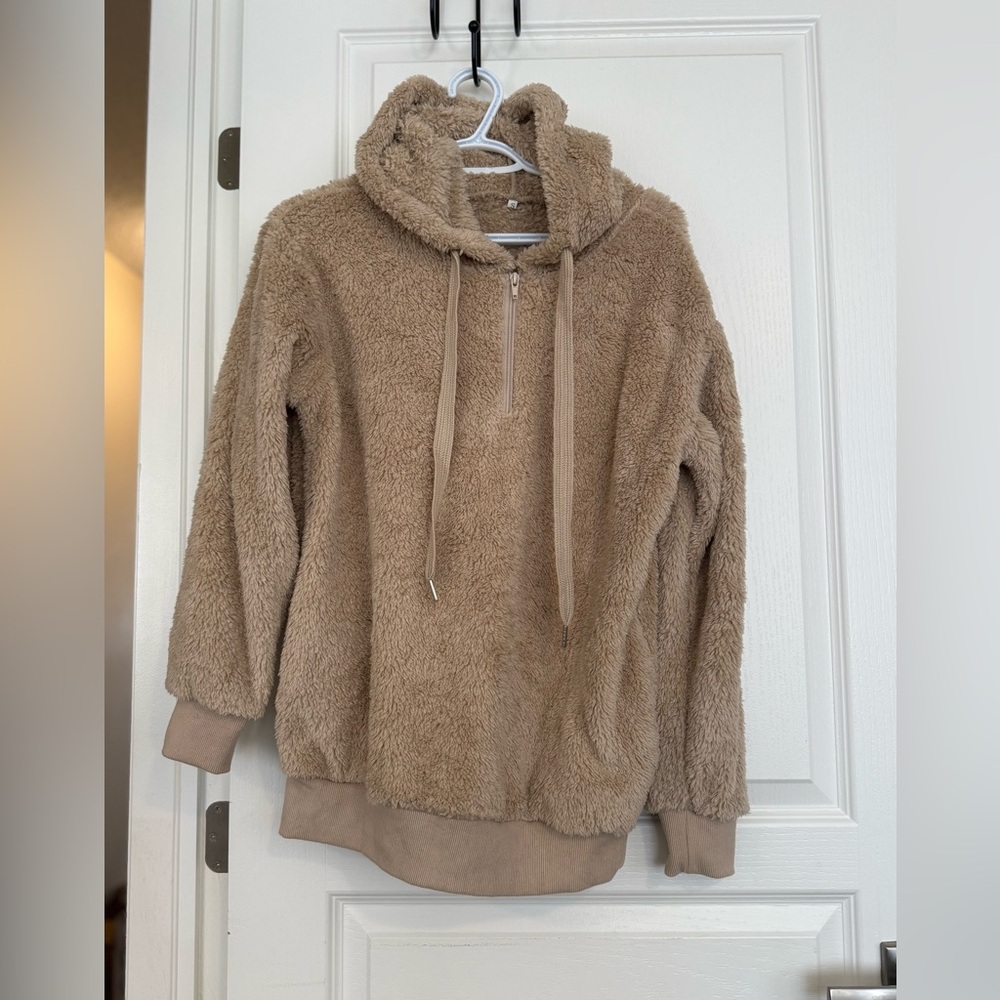 Amazon Essentials Tan Fleece Hoodie Sweater
